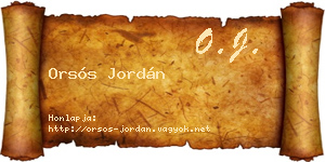 Orsós Jordán névjegykártya